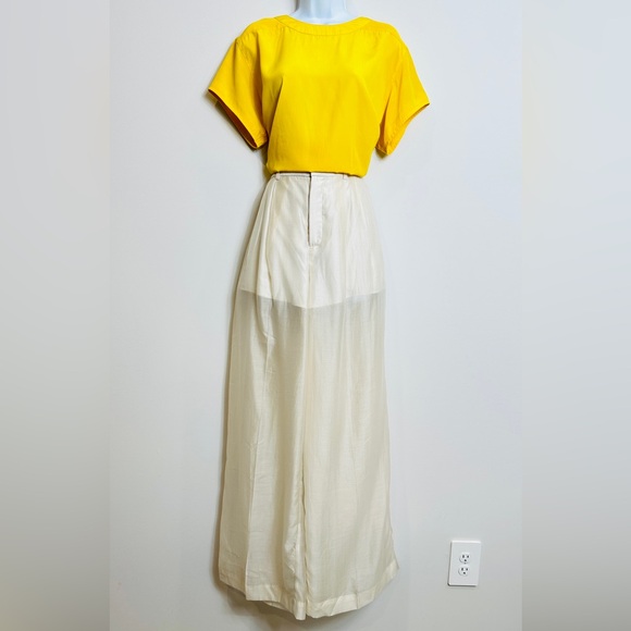 🔥POPULAR🔥 H&M Edition Spring 2025 Cream Chiffon Wide Leg Trouser Pants Size 8 - Picture 14 of 14